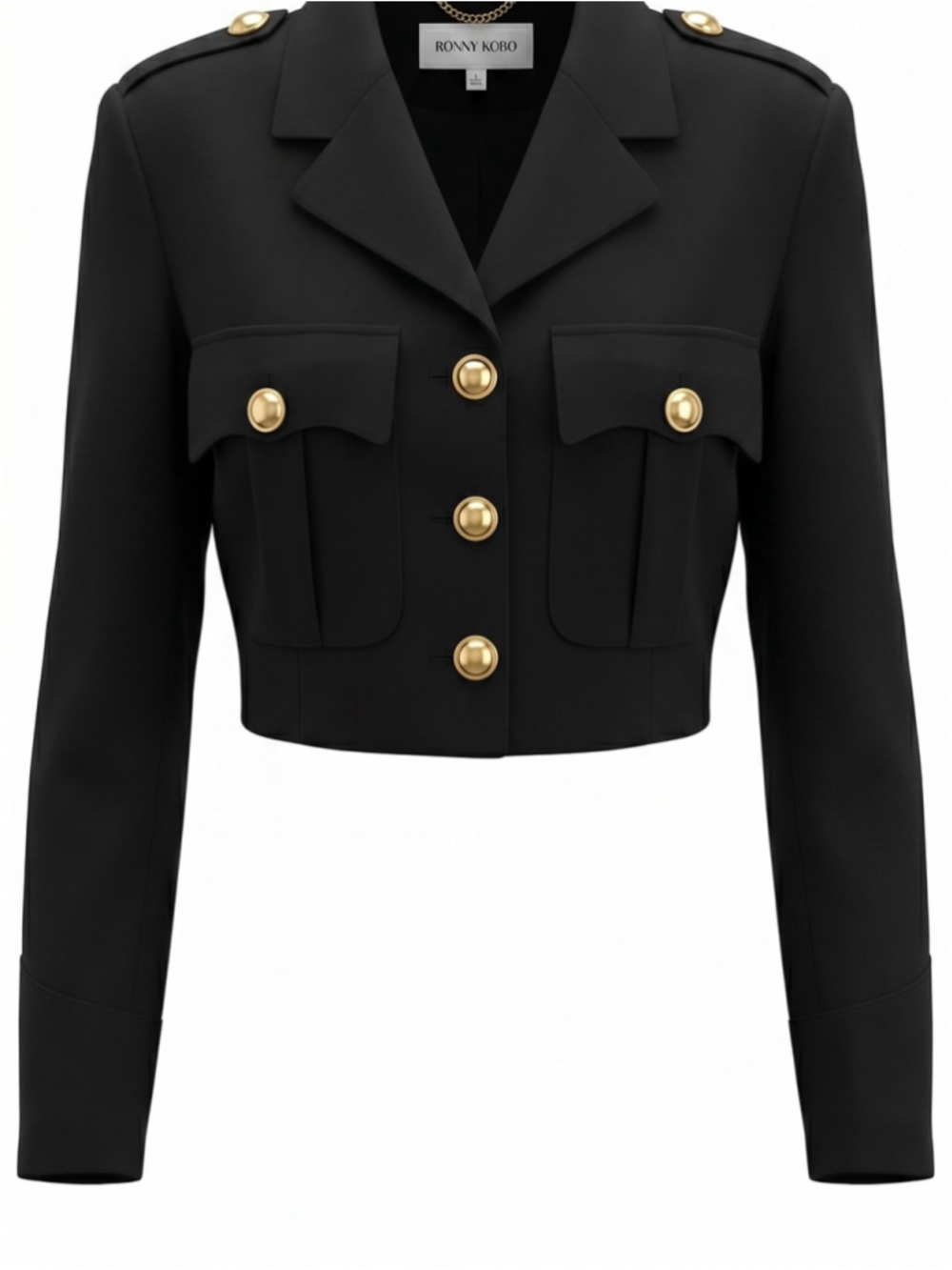 Ronny Kobo Genith Cropped Blazer, Jet black - Picture 4 of 8